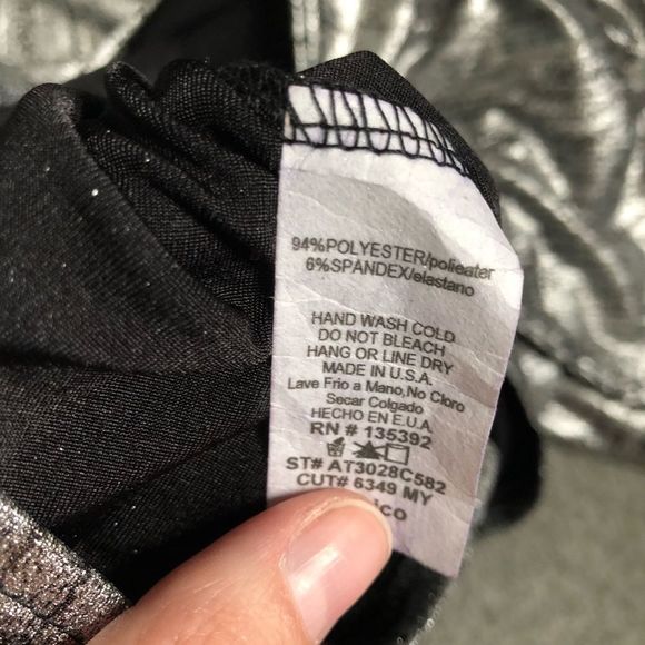 Metallic Silver One Shoulder Top - Picture 4 of 5